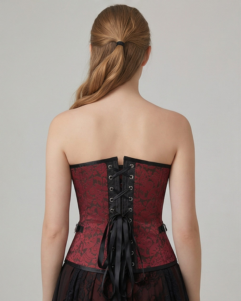 The Versailles Brocade Cincher Burgundy