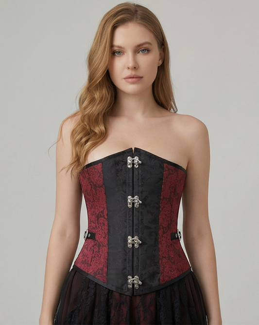 The Versailles Brocade Cincher Burgundy