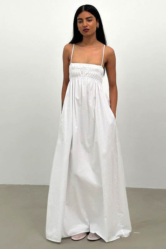 Women's Empire Waist Maxi Dress with a Smocked Bodice