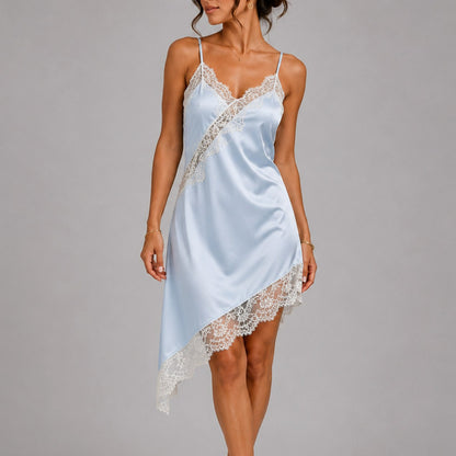 Satin Lace Trim Slip Dress