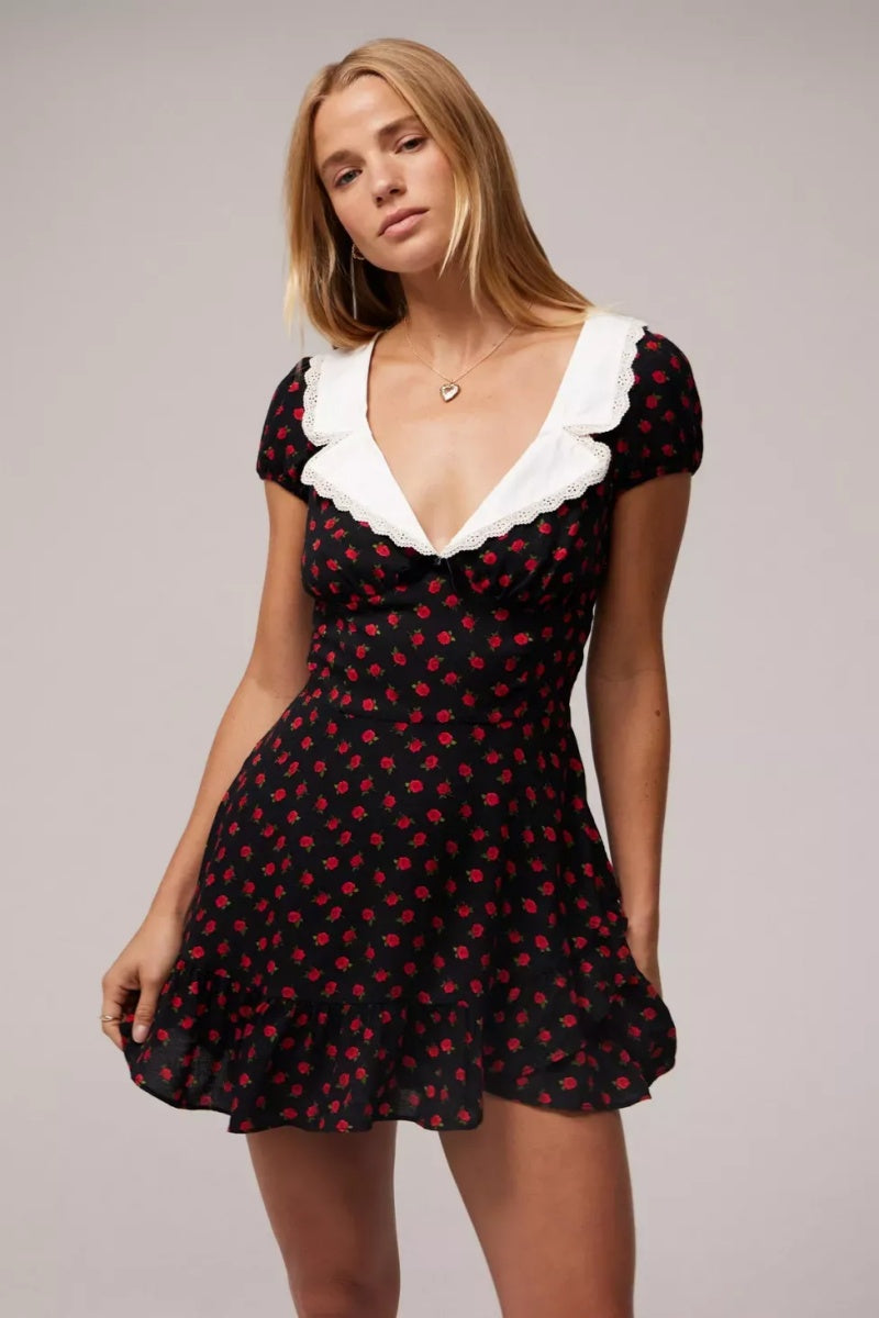 Woven Floral Mini Dress